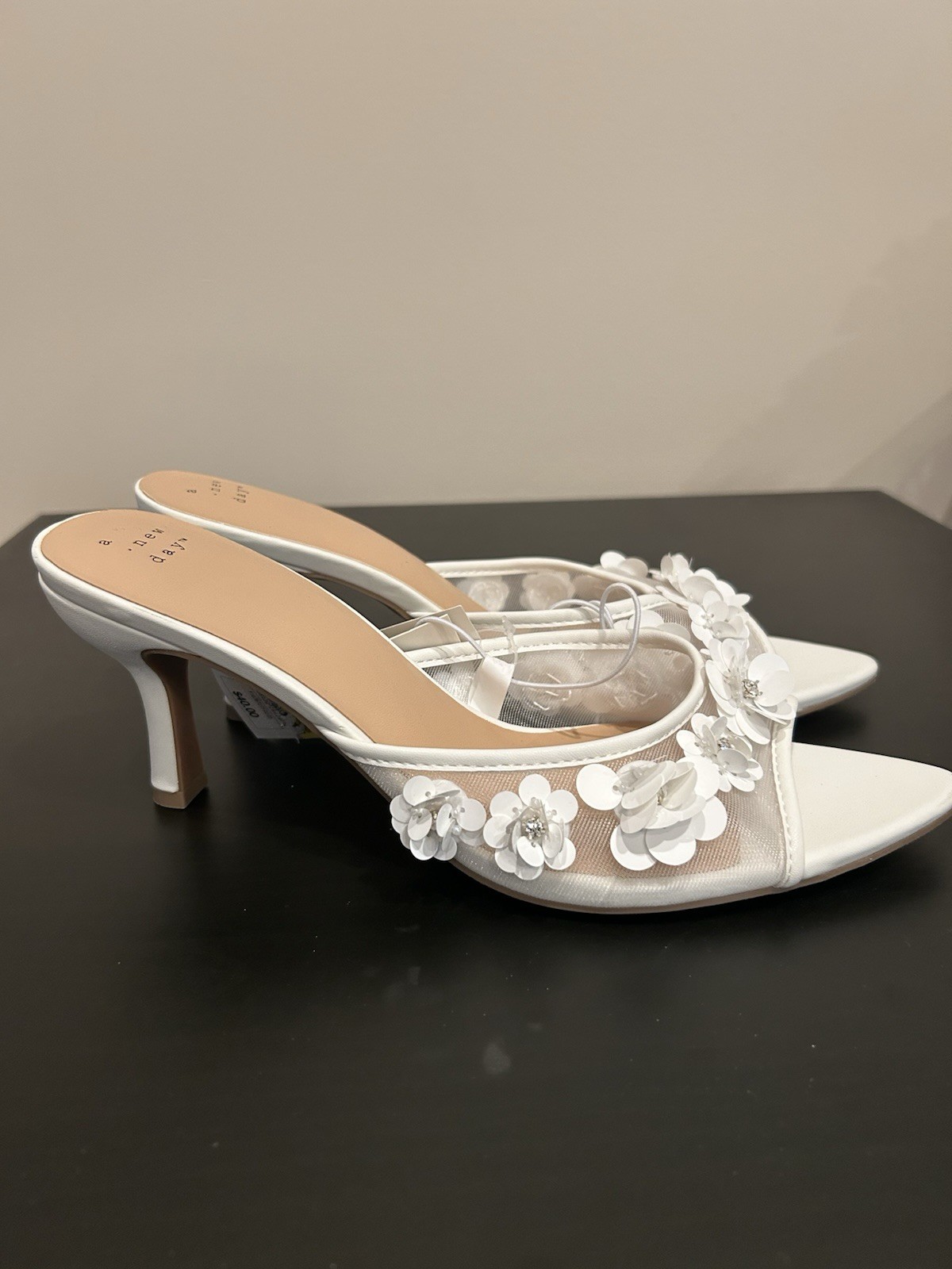 Women’s Lupita Mesh Rhinestone Peep Toe Mule Heels SEE DESCRIPTION