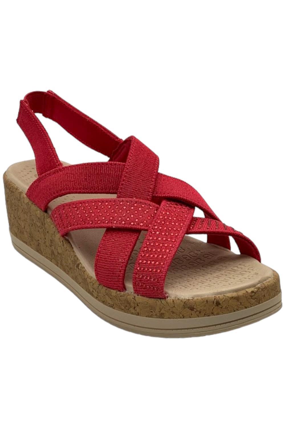 Bzees Ritz Sparkle Machine Washable Cork Wedge Sandal Viva Magenta