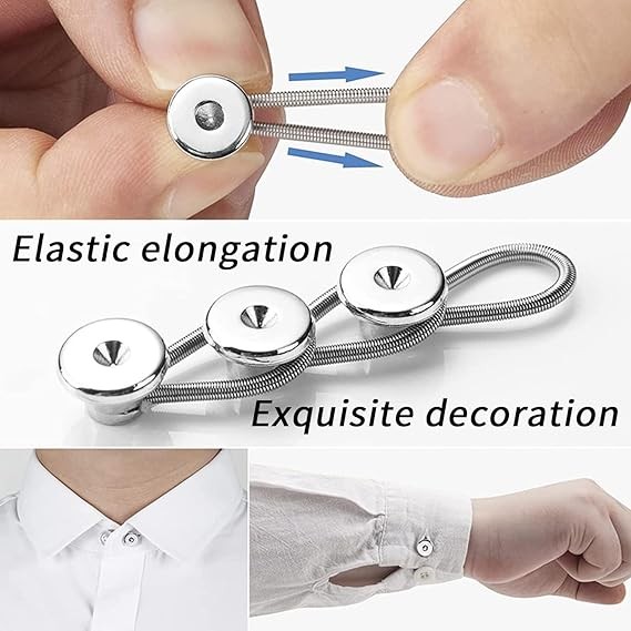 10x Metal Collar Neck Waist Extender Expander Buttons for Men Dress Shirt Pants