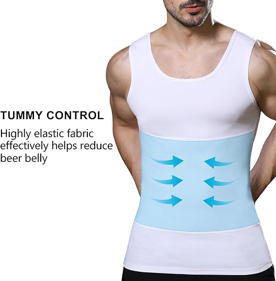 Shaperluv for Men Shaperluv Tank Compression Shirt Gynecomastia Belly Shapewear