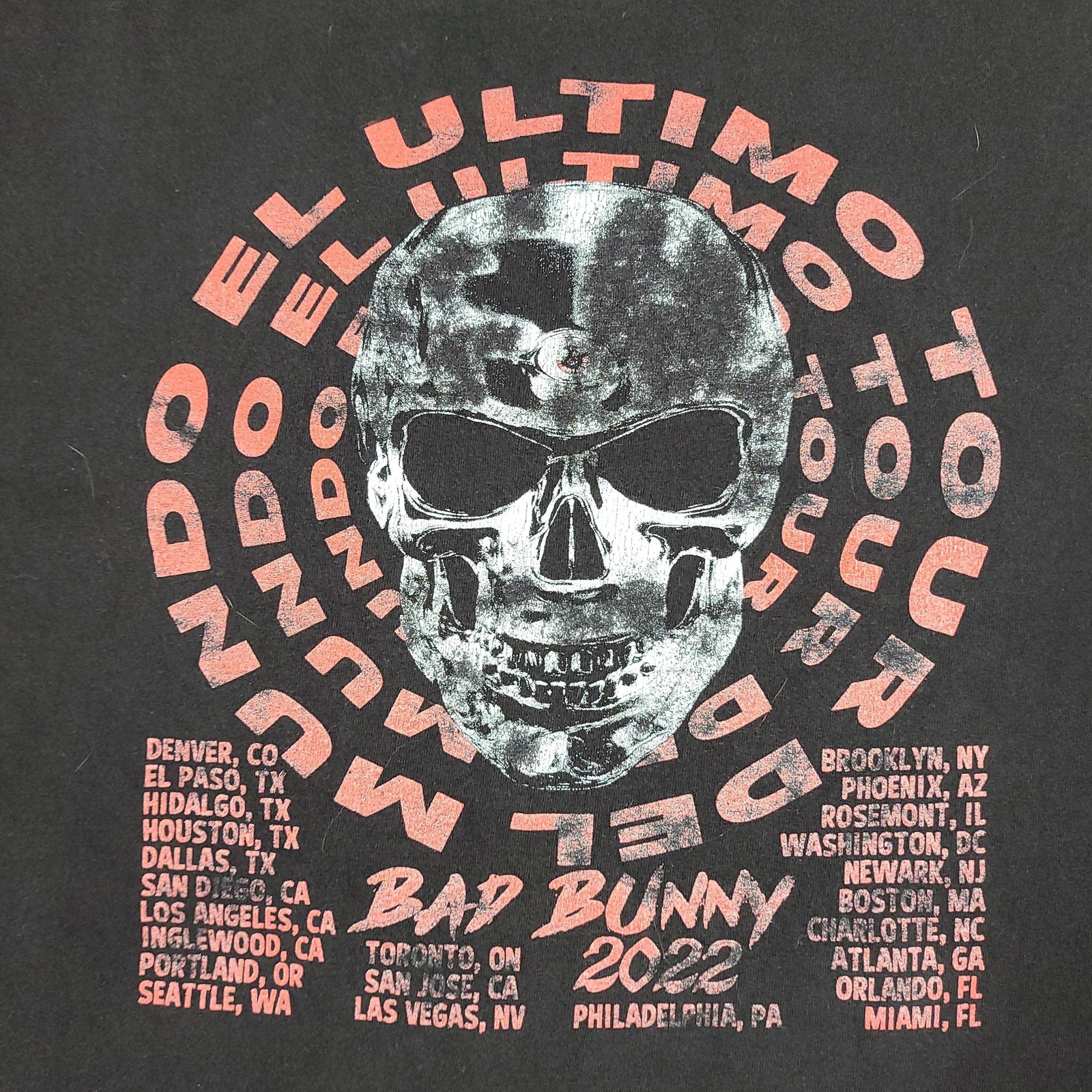 Bad Bunny Shirt Mens Medium Black 2022 El Ultimo Tour Del Mundo Music Concert