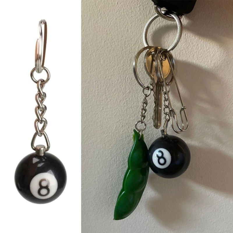 8 Ball Pool Keychain Billiards Charm Pendant Resin Key Ring Gift