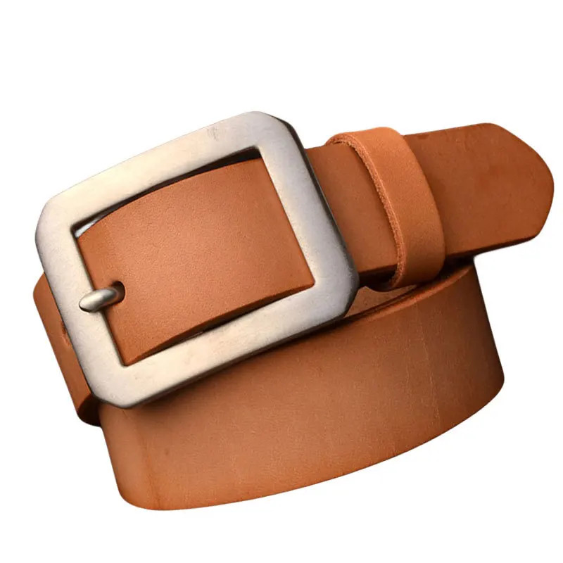 5.5mm Thick Vegetable Tanned Saddle Leather Belt Full Grain Steel Buckle 3.8CM