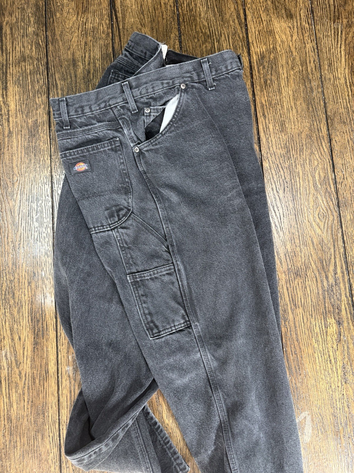 Dickies Men’s black Denim Jeans Dark Wash Relaxed Fit Straight heavy Sz 44×32