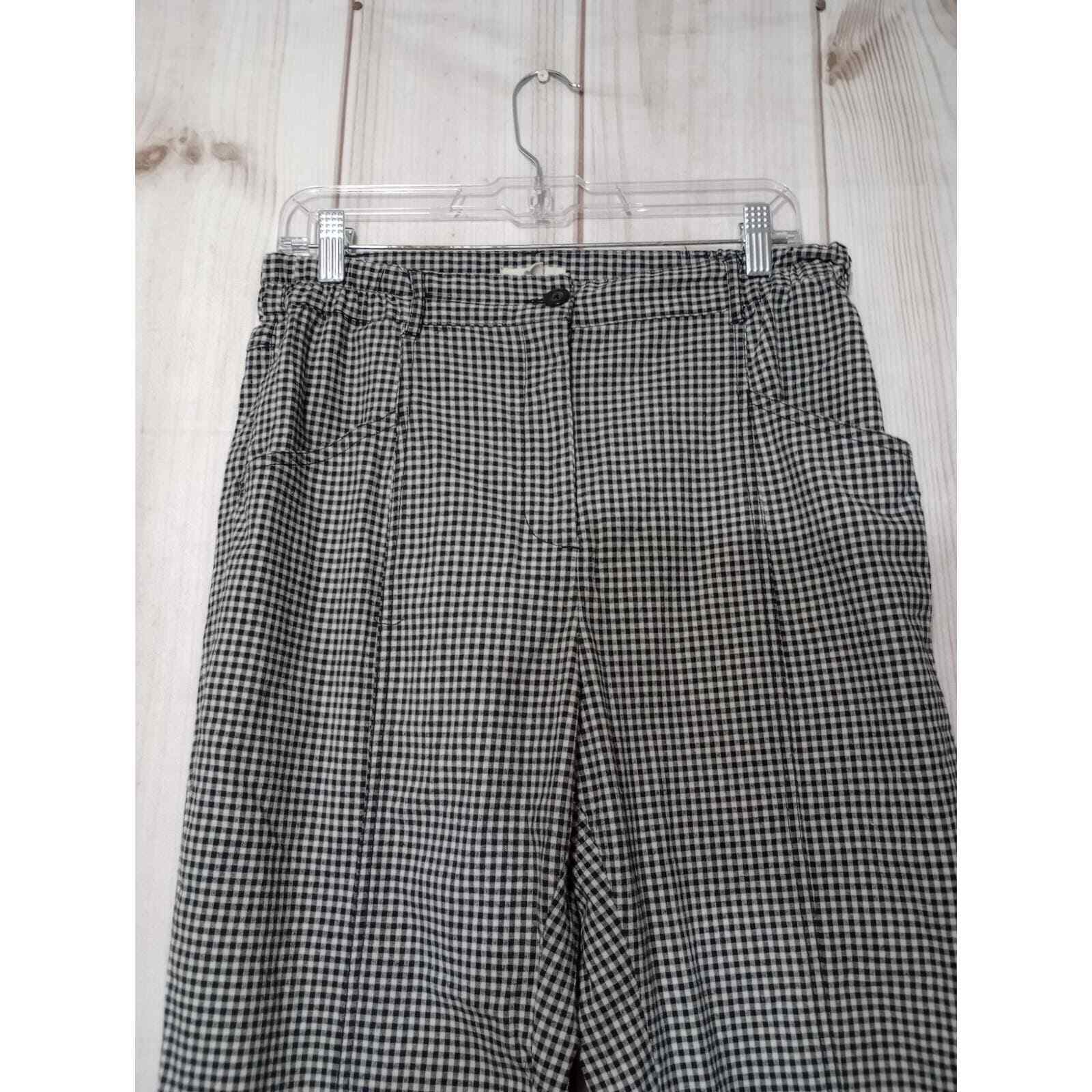 Gingham Checkered High Waist Cropped Pants Trousers Career Casual