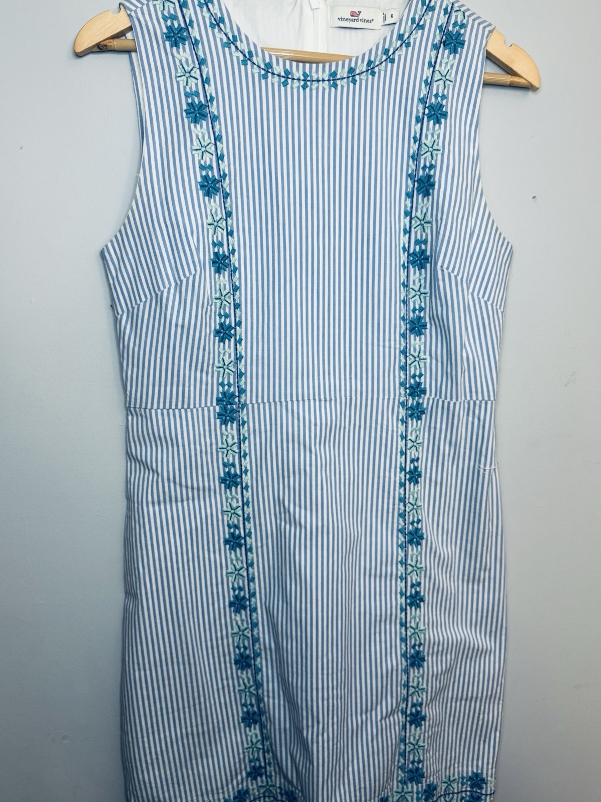 Vineyard Vines Pop Embroidered Sleeveless Dress Size 6 Lined Summer