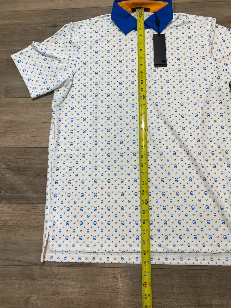 Greyson Golf AOP Workday Mens M All Over Print White Polo Stretch Performance