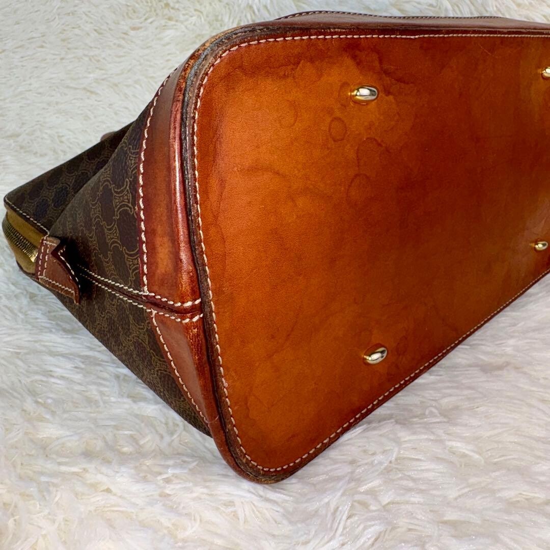 CELINE Half Moon Handbag Macadam PVC Brown Vintage Authentic From Japan