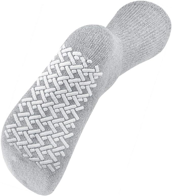 3 Pairs Non Slip Diabetic Crew Socks Circulatory Health Cotton Loose Fit Top