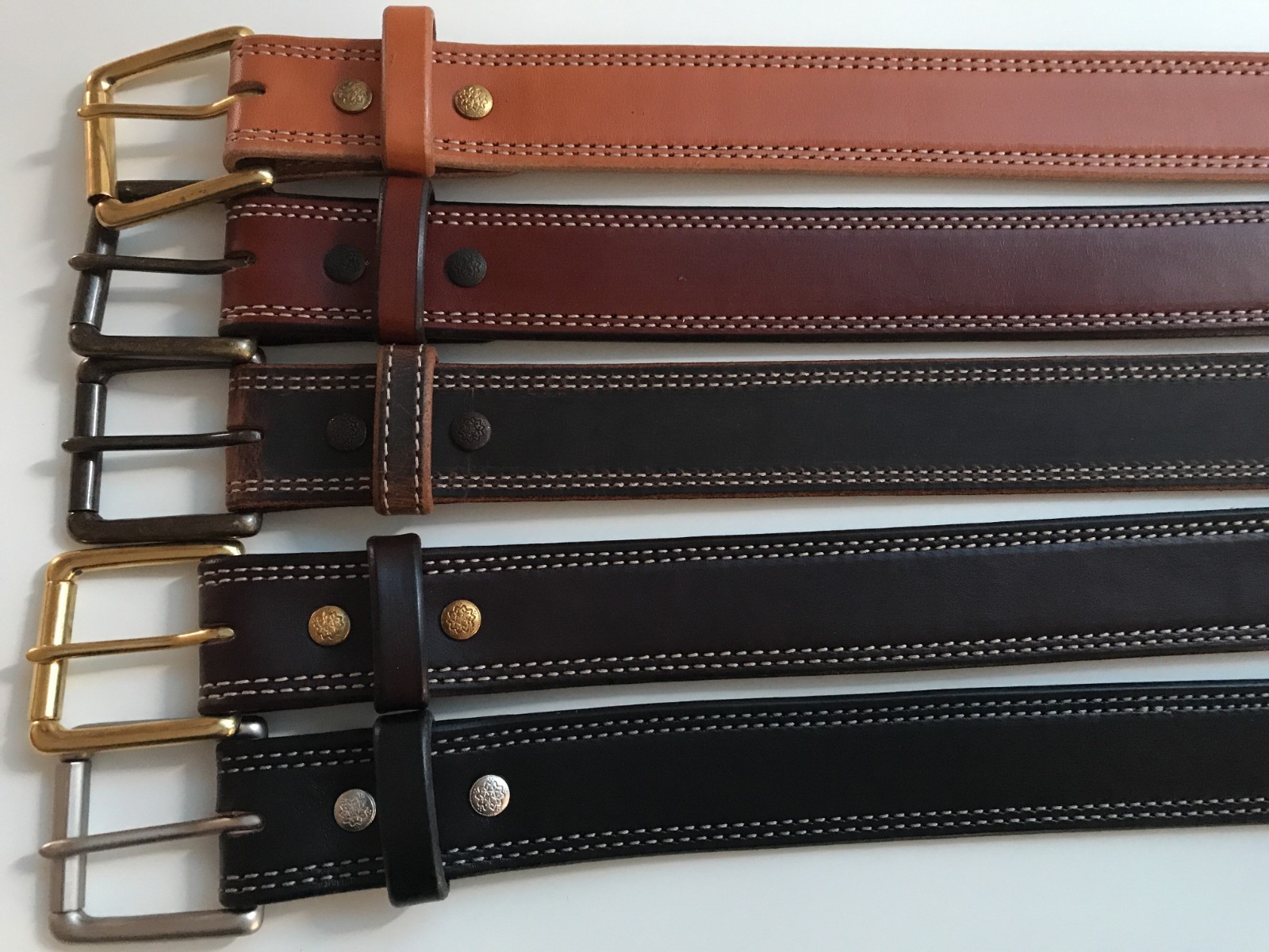 AMISH MADE WICKETT & CRAIG 1.5″ STITCHED REAL LEATHER WORK GUN HOLSTER BELT USA