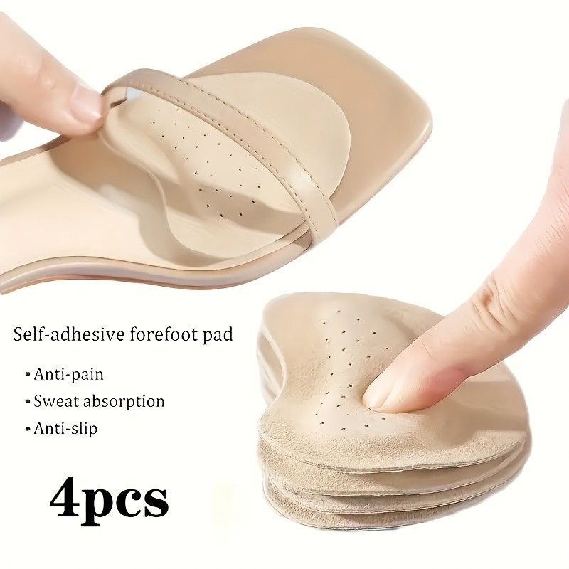 4pk Self-Adhesive Foot Pads – Non-Slip Faux Leather for High Heels, Sweat