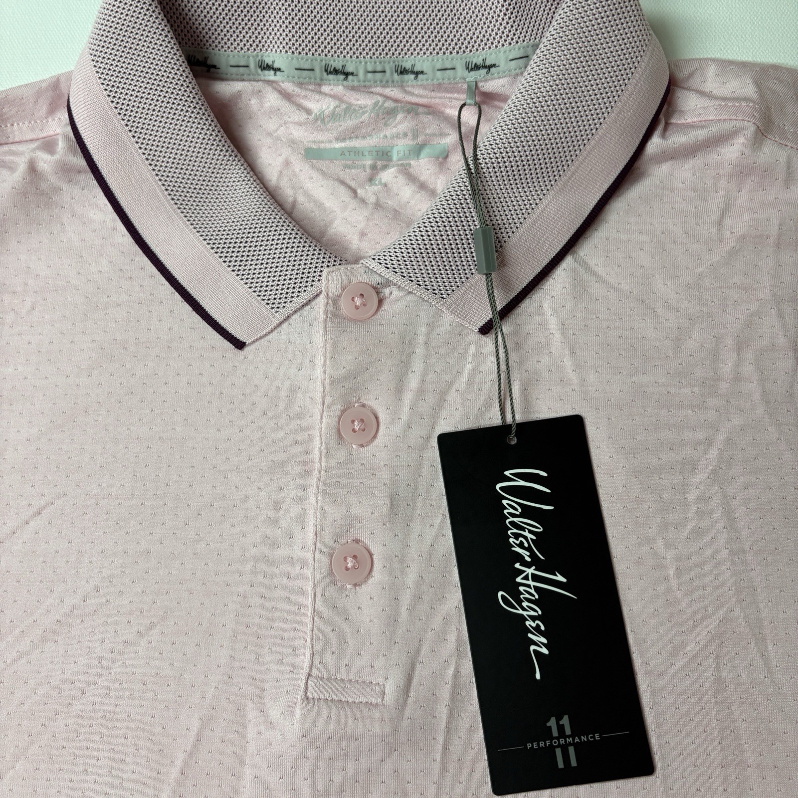 Walter Hagen Performance 11 Birdseye Pink Tulip Heather Polo Shirt Size XL NEW