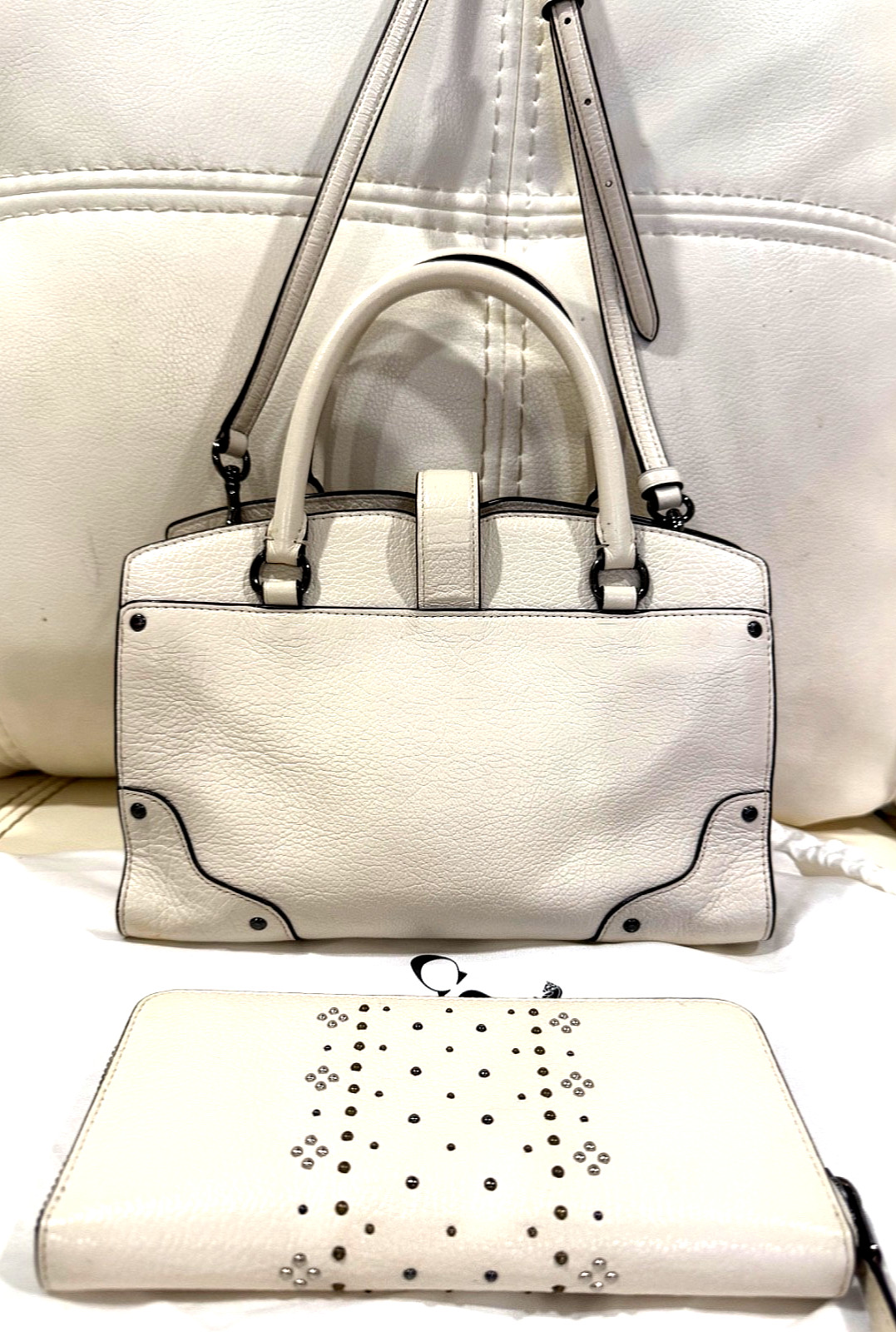 Coach Mercer Satchel 24 in Grain Leather with Bandana Rivets 55634 and Wallet.