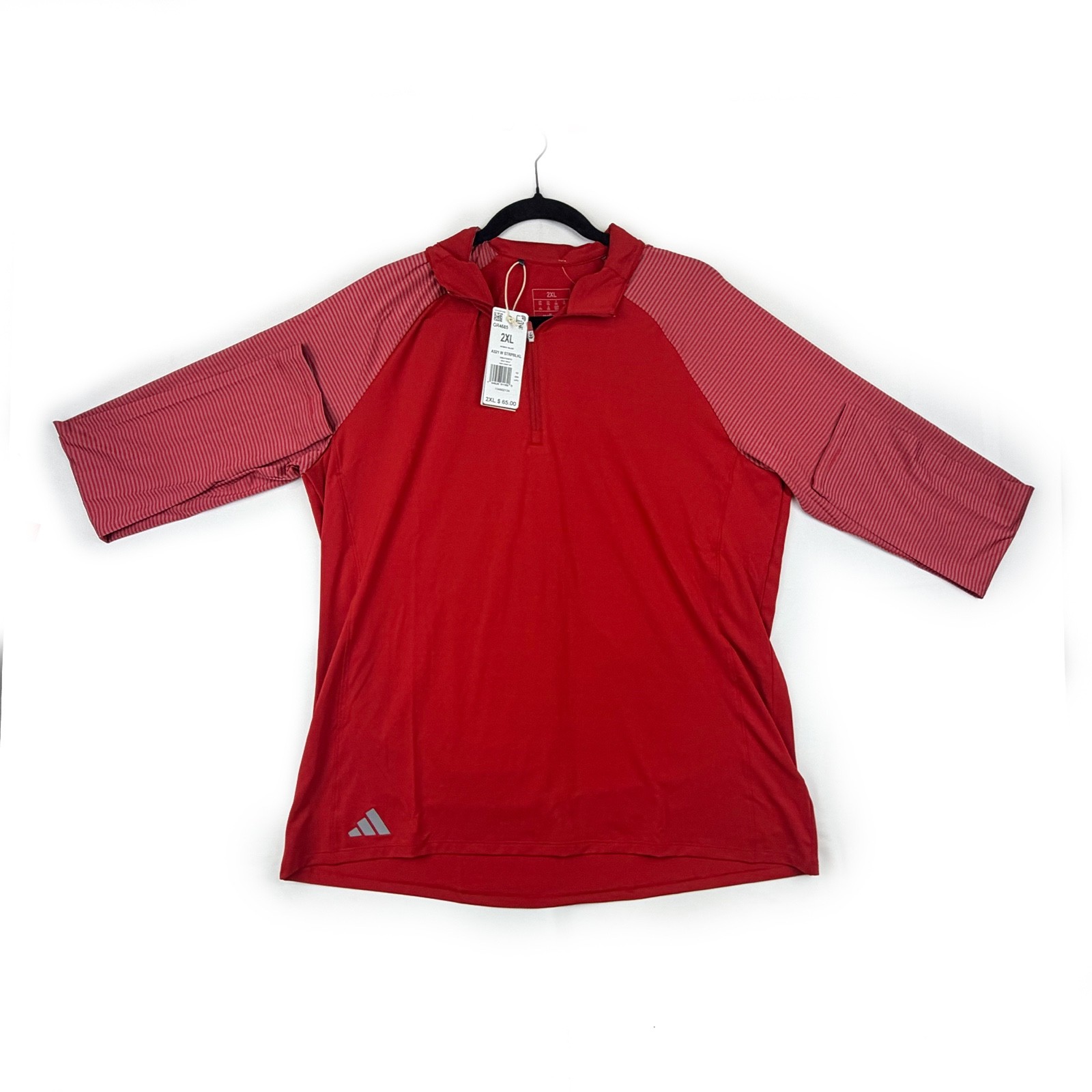 Adidas Women’s 2XL Golf Sweatshirt Red Striped 1/4 Zip Pullover NWT GR4685