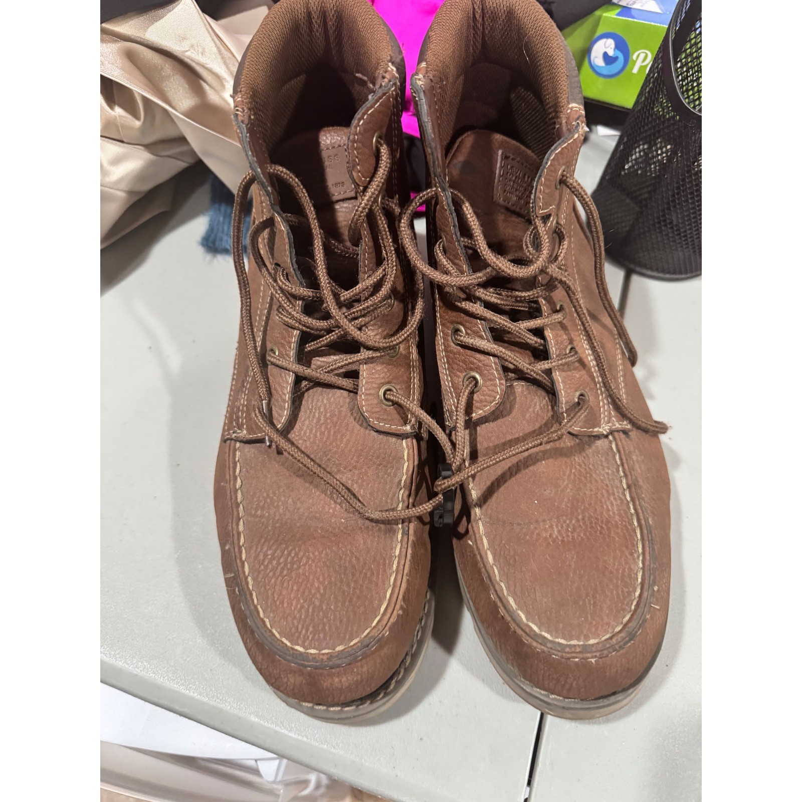 Levis Mens Brown Moc Toe Work Boots Size 11 Synthetic Leather Lace Up 519562JJ12