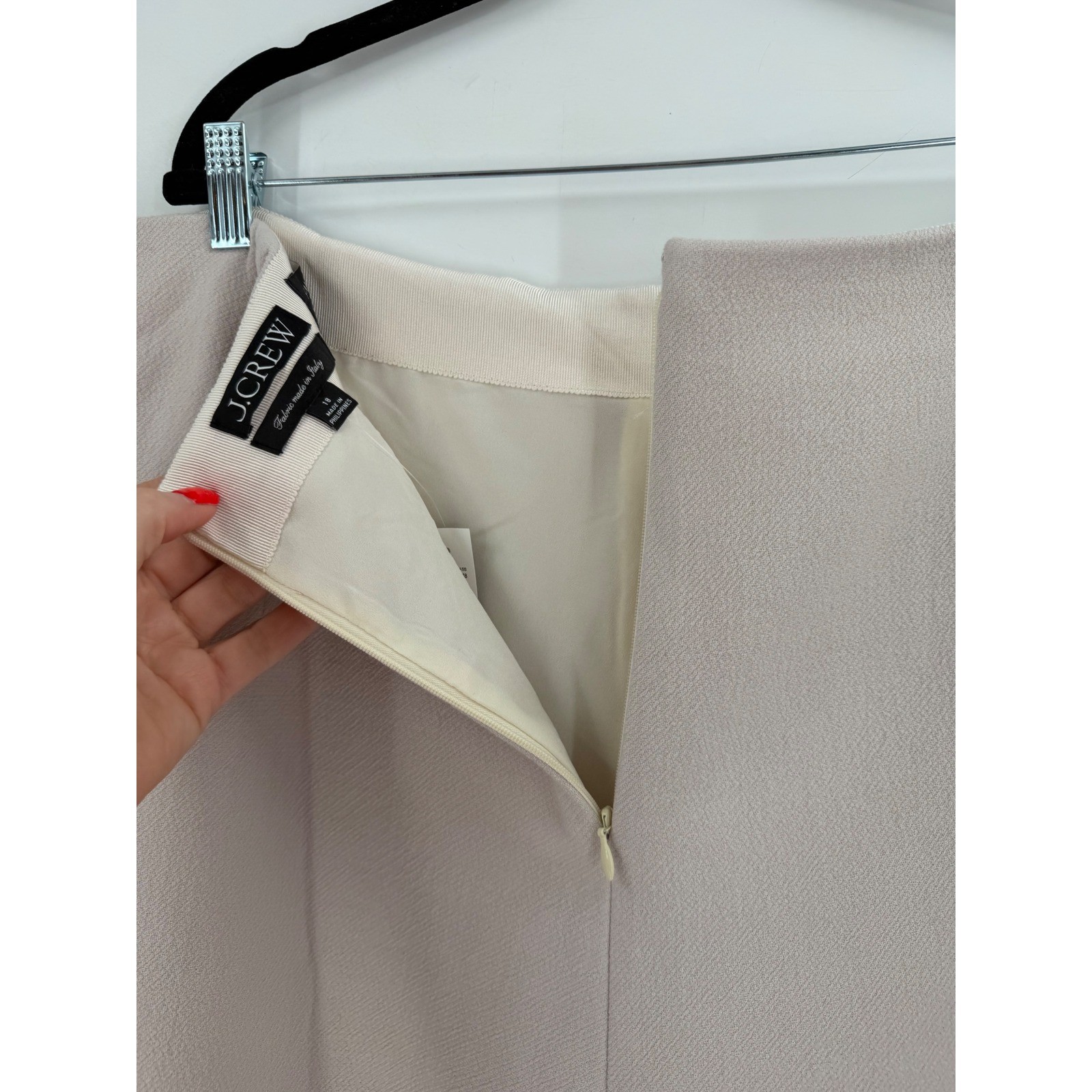 NWT J.Crew Wool Blend A-Line Skirt Size 18 Natural Beige Italian Fabric Classic