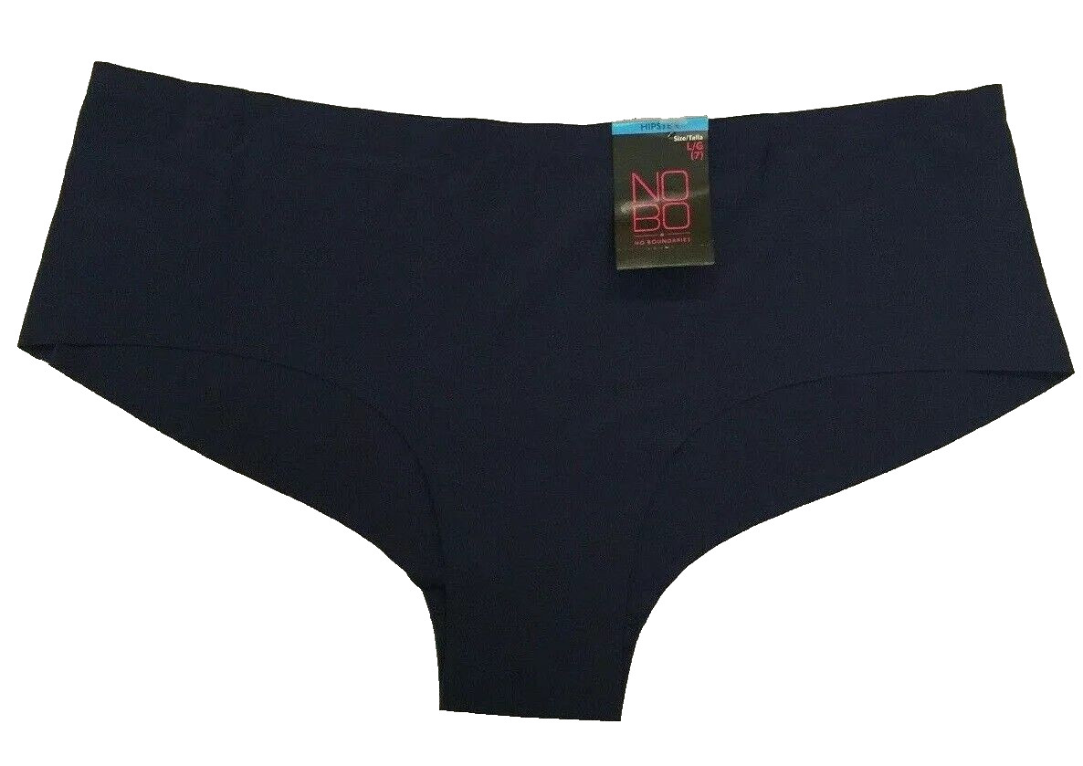 Blue Laser Cut Hipster Style Panties Choose Size L-XXL Solid Color Smooth Nylon