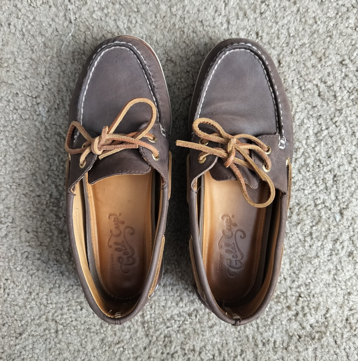 Sperry Top-Sider Men’s Brown Leather Boat Shoes Lace Up – Gold Cup – US 8