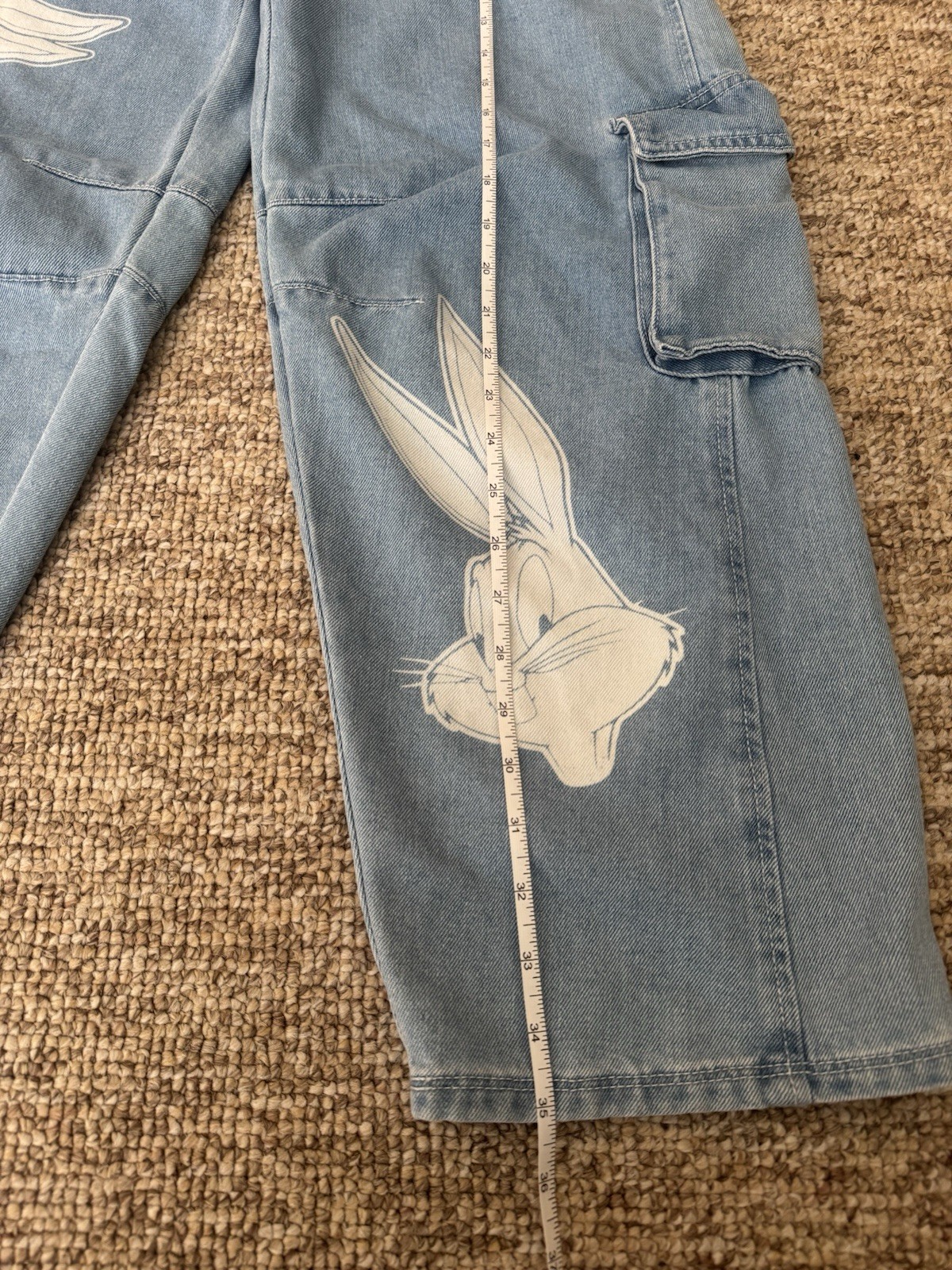Justice Looney Tunes Y2K Girls Cargo Jeans Size 18 Tweety Bugs Bunny (Women 2)