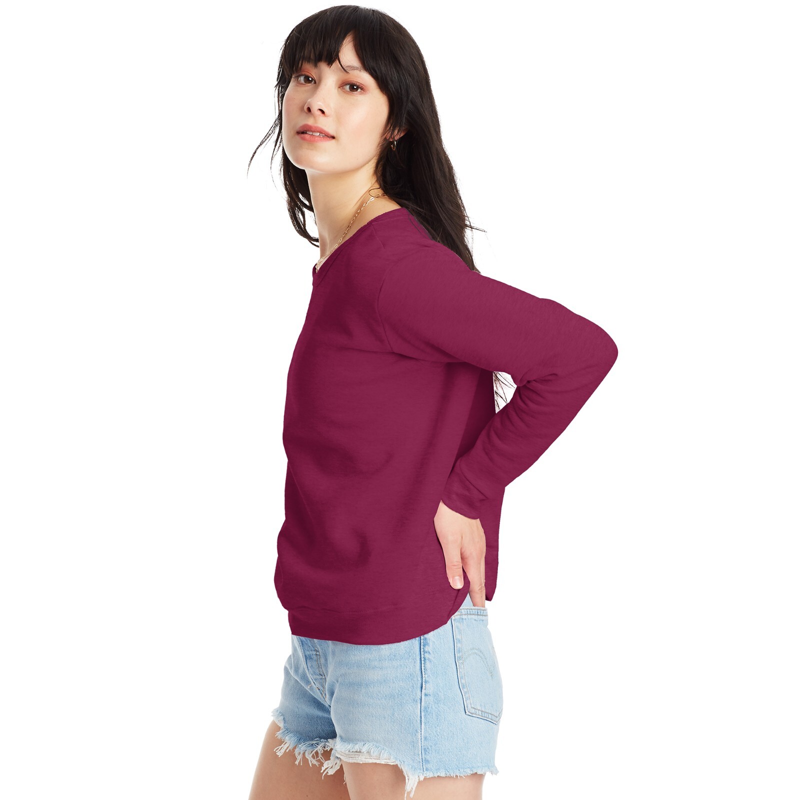 Hanes Women’s Sweatshirt Crew Neck EcoSmart Recycled Cotton-Blend Fleece S-2XL