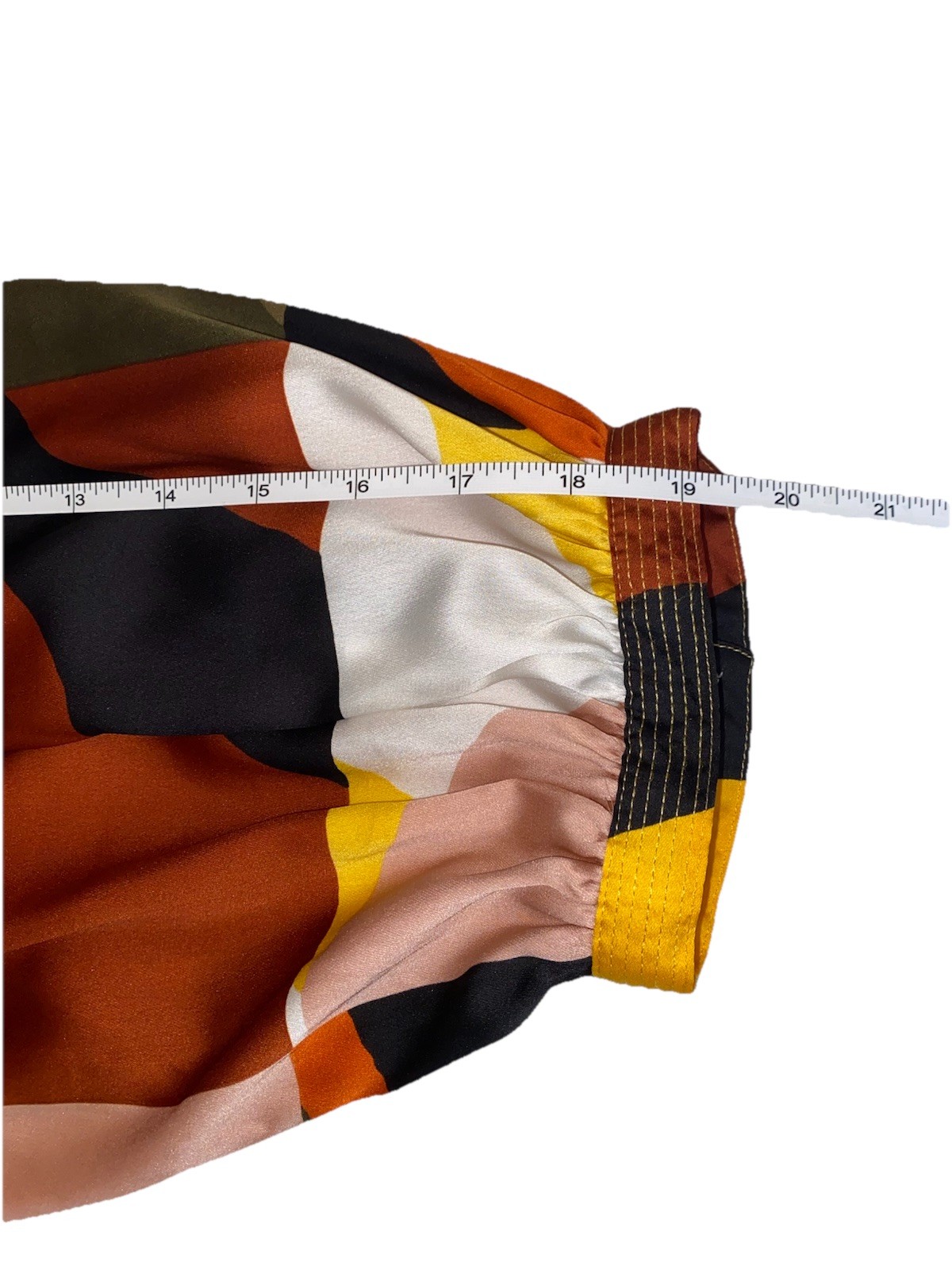 KARL LAGERFELD PARIS Women’s L Multicolor Geometric Button Blouse Balloon Sleeve