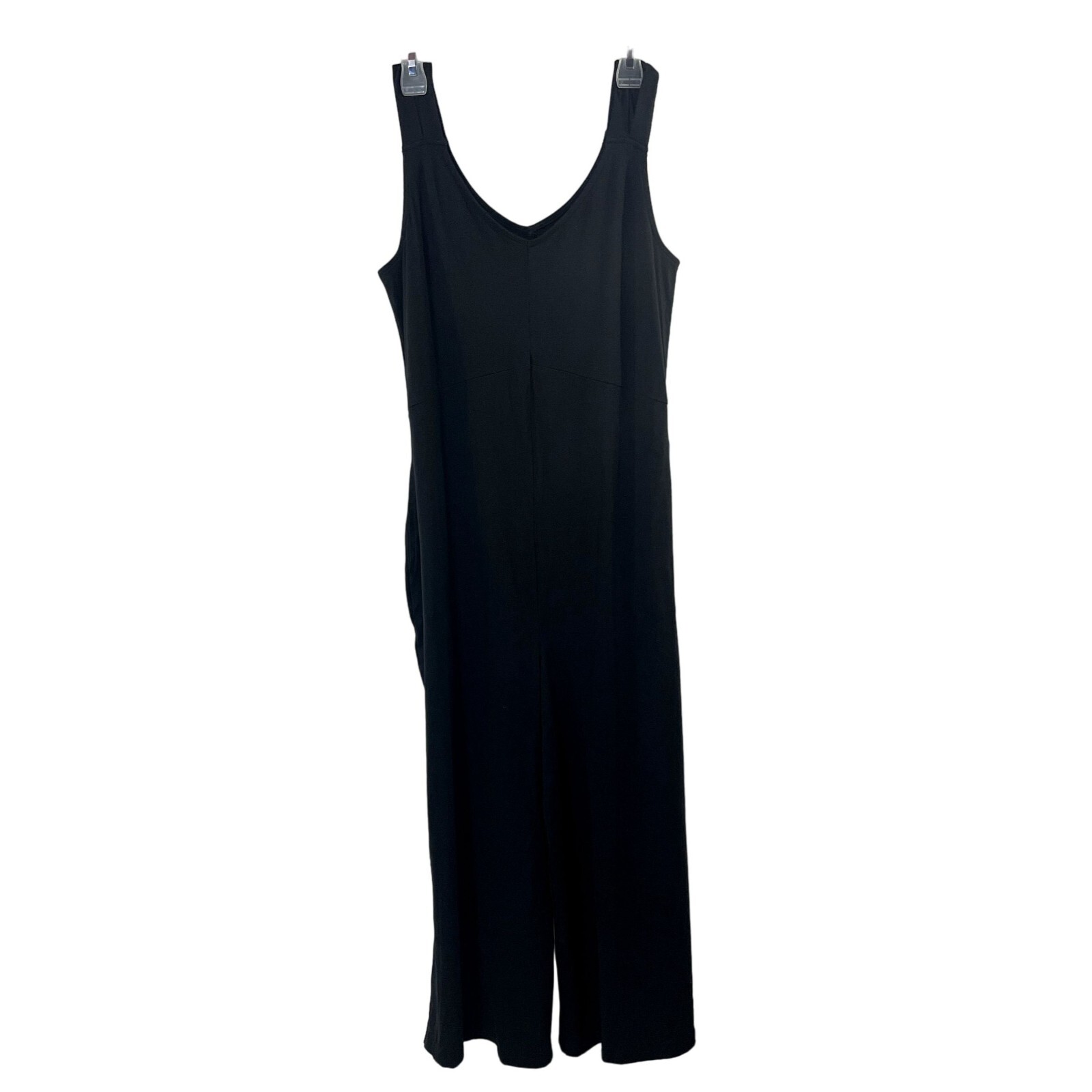 Cuddl Duds Regular Wide Leg Flexwear v-Neck Jumpsuit Black Medium A587647