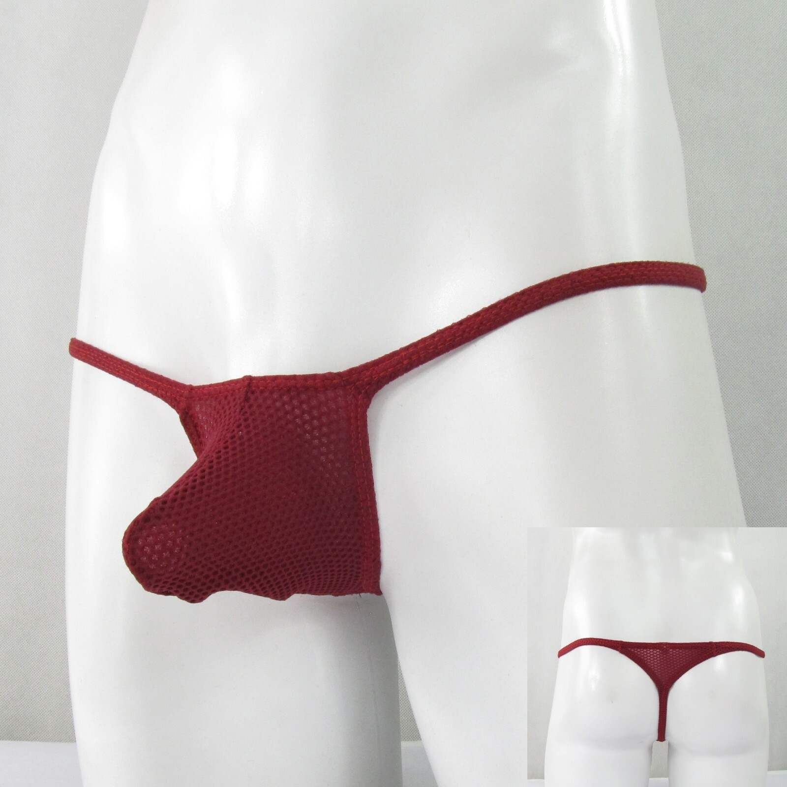 K403 D Mens Grape Smugglers String Thong Bulge Contoured Pouch Bubble Mesh Net