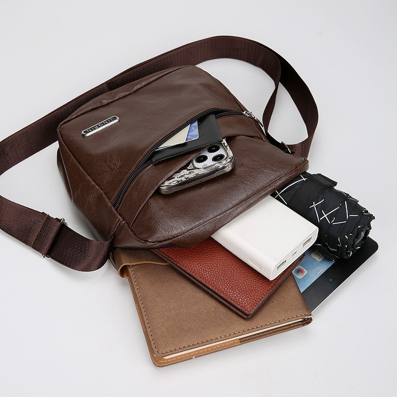Men’s Leather Crossbody Bag Shoulder Sling Travel Casual Messenger Chest Pack US