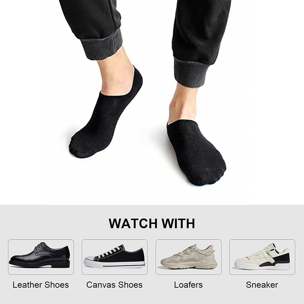 3-12 Pairs Men’s Invisible No Show Nonslip Low Cut Solid Boat Socks Size 9-13