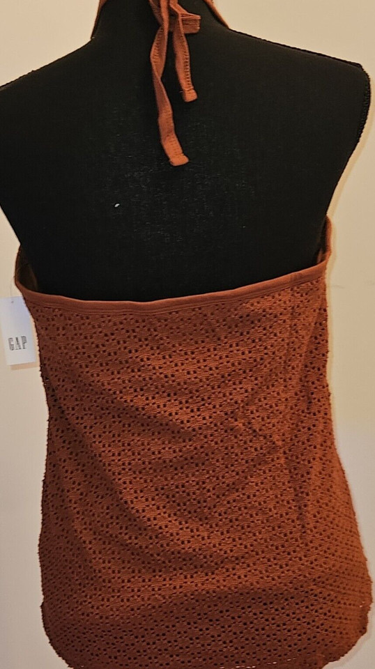Gap Crochet Halter Top Fully Lined Woman’s Size X-Large Tall Brown NWT..