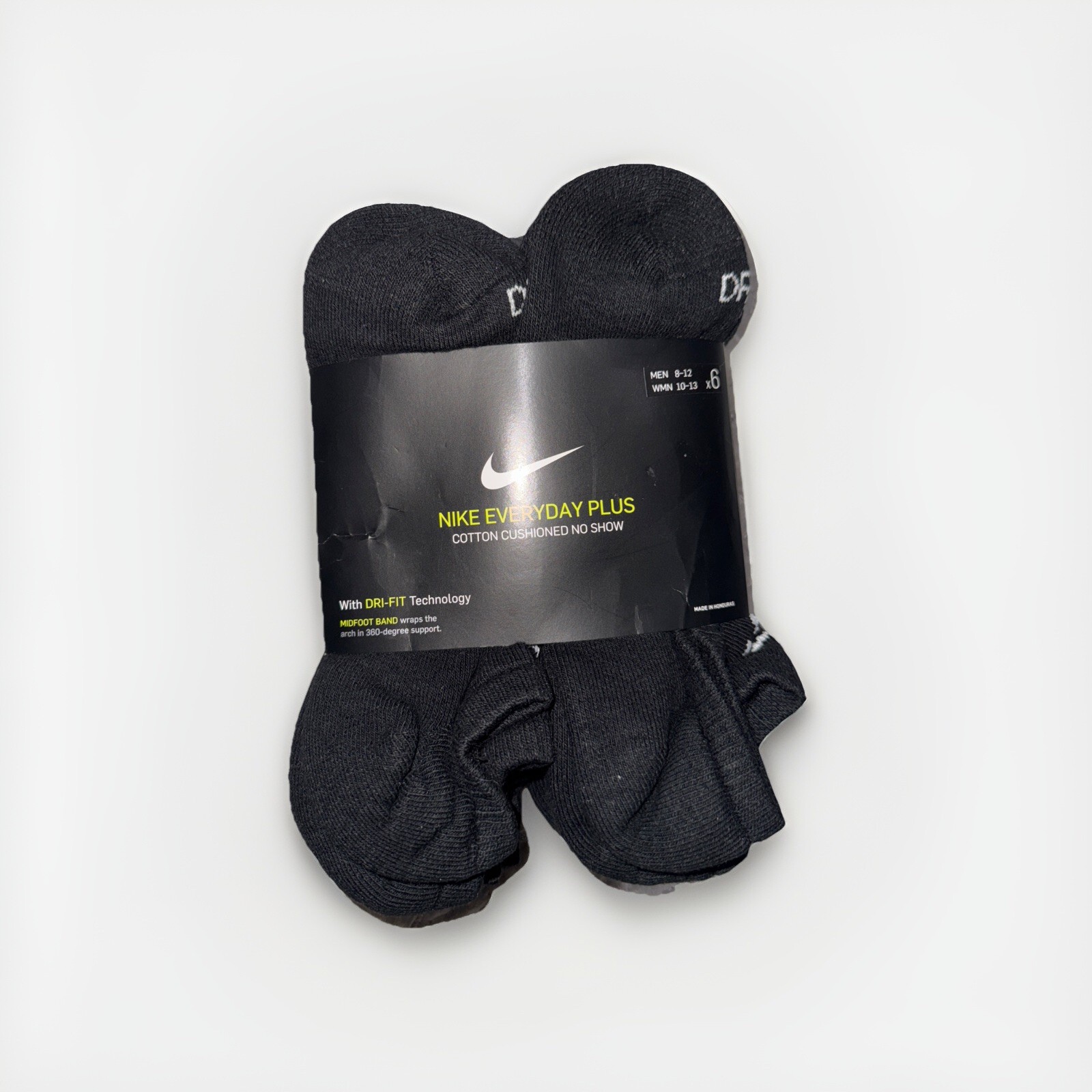 Nike Everyday Plus Cushion No Show Socks 6 Pack Mens Size 8-12 NEW SX6898-010