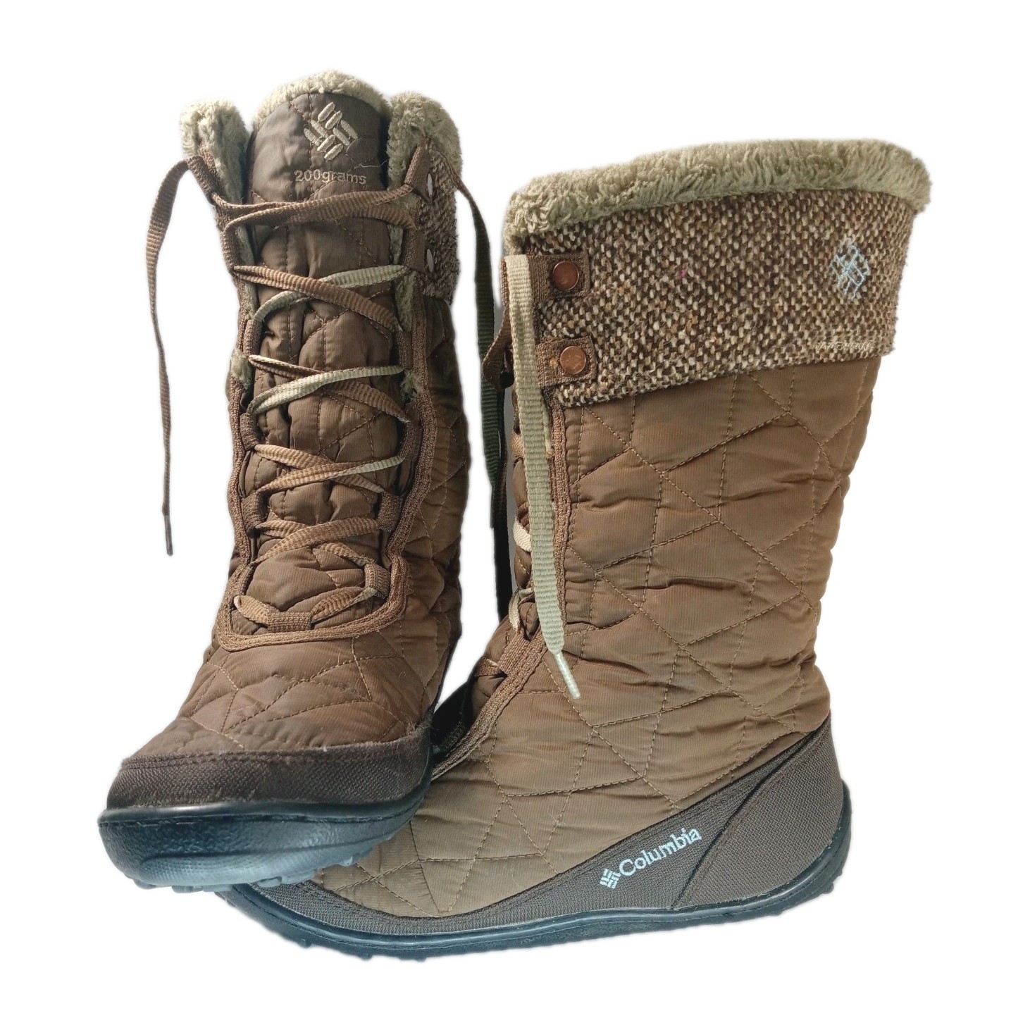 Columbia Women’s Minx Mid II Omni-Heat Tweed Boots Size 10.5 Faux-Fur Collar