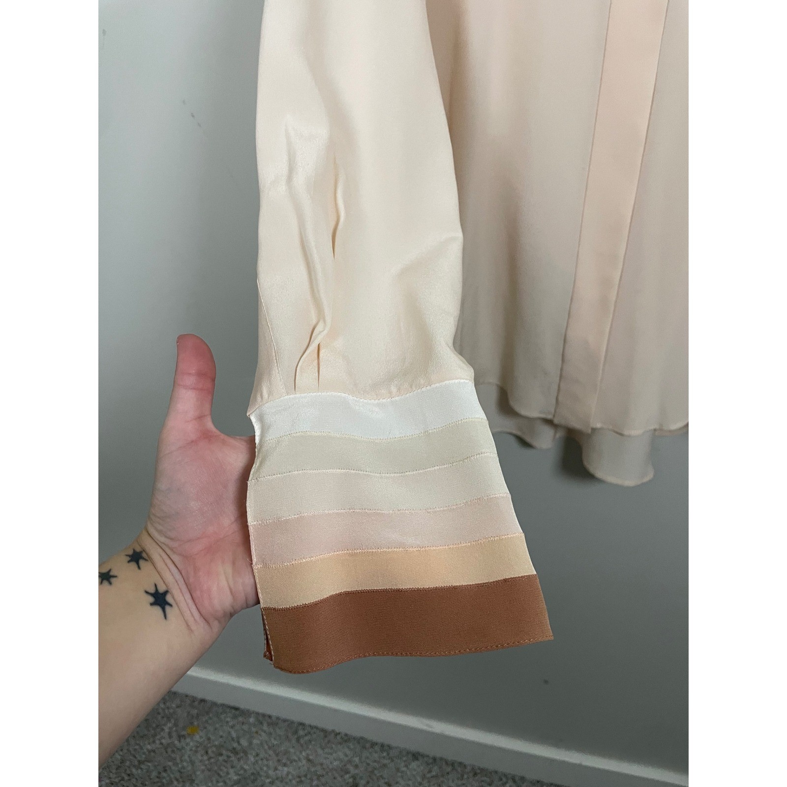 Chloé Pale Pink Silk Button Down Blouse Size 44 Feminine Quiet Luxury Designer