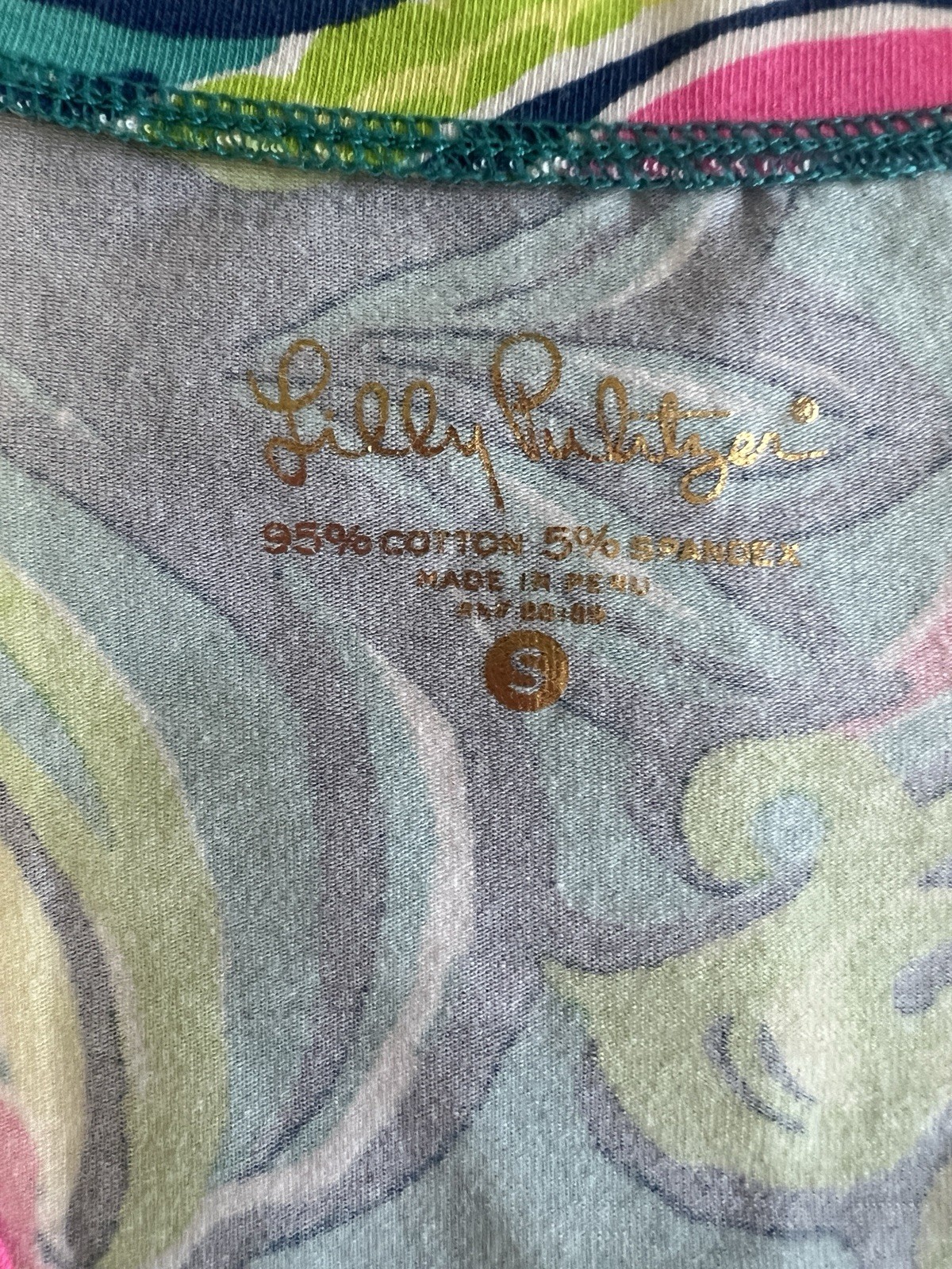 Lilly Pulitzer Michele V Neck Tee Sea Blue Private Island Size S