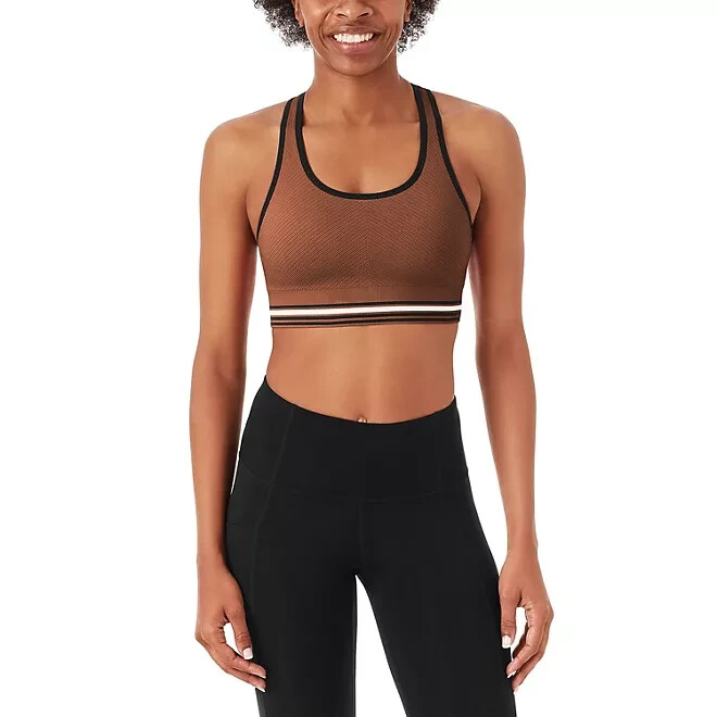 Member’s Mark Ladies 2 Pack Racerback Sports Bra Size L White/Cinnamon