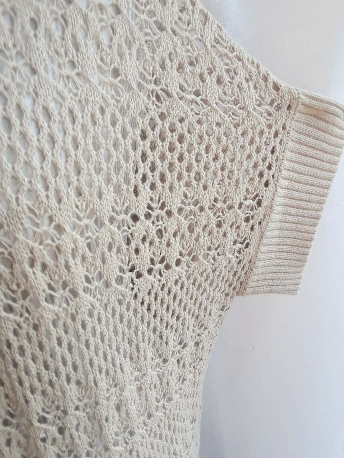 St John’s Bay Women 1XL short sleeve beige beautiful knit tunic TA1-7