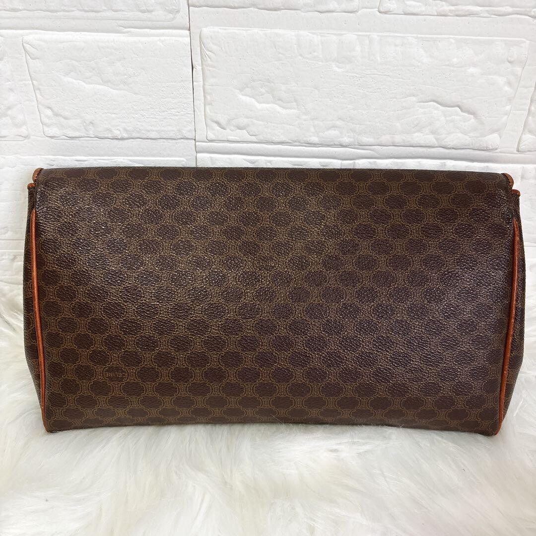 CELINE Clutch Bag Macadam PVC Leather Brown Vintage Authentic From Japan