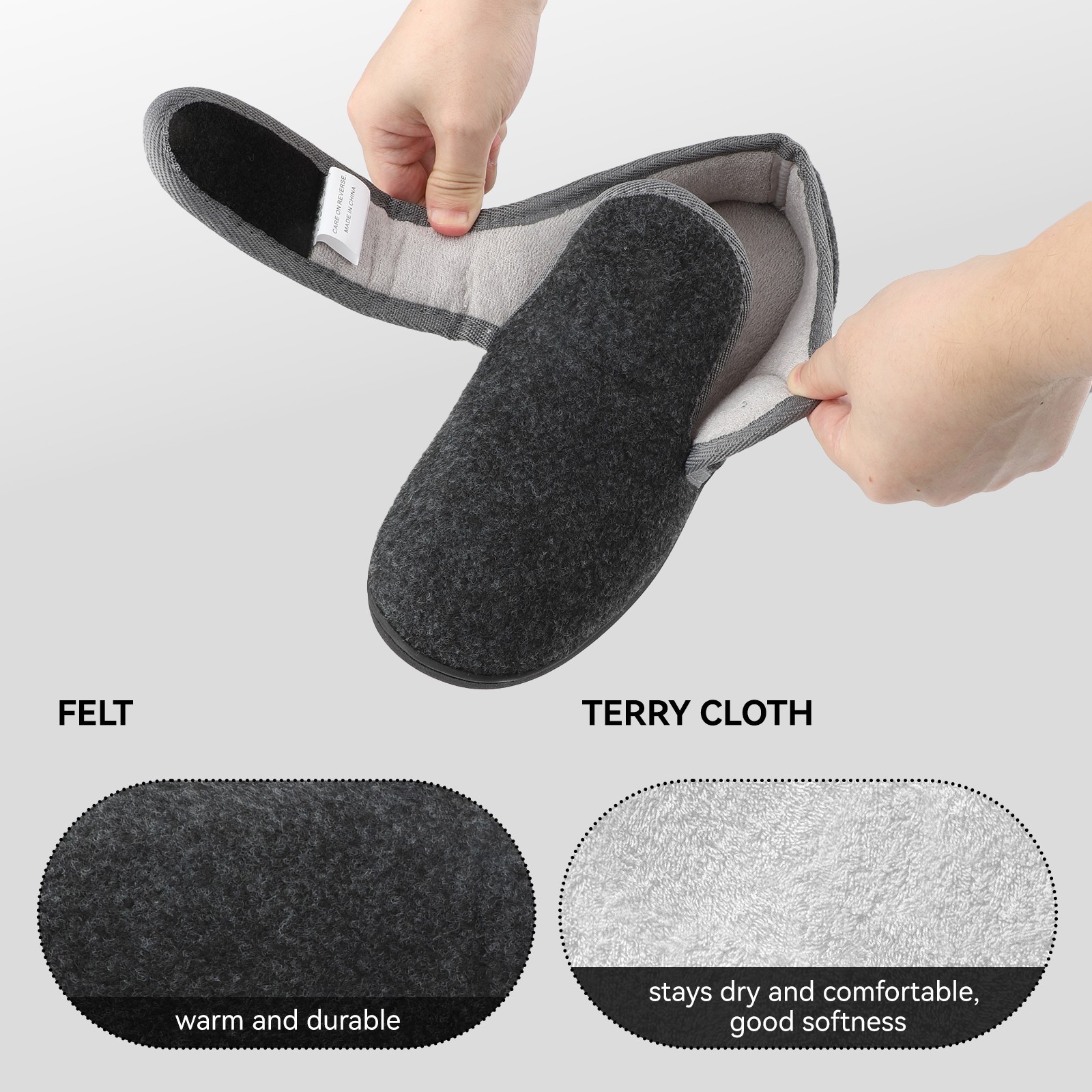 Mens Winter Warm Cozy Slippers Diabetic Edema Swollen Indoor Outdoor House Shoes