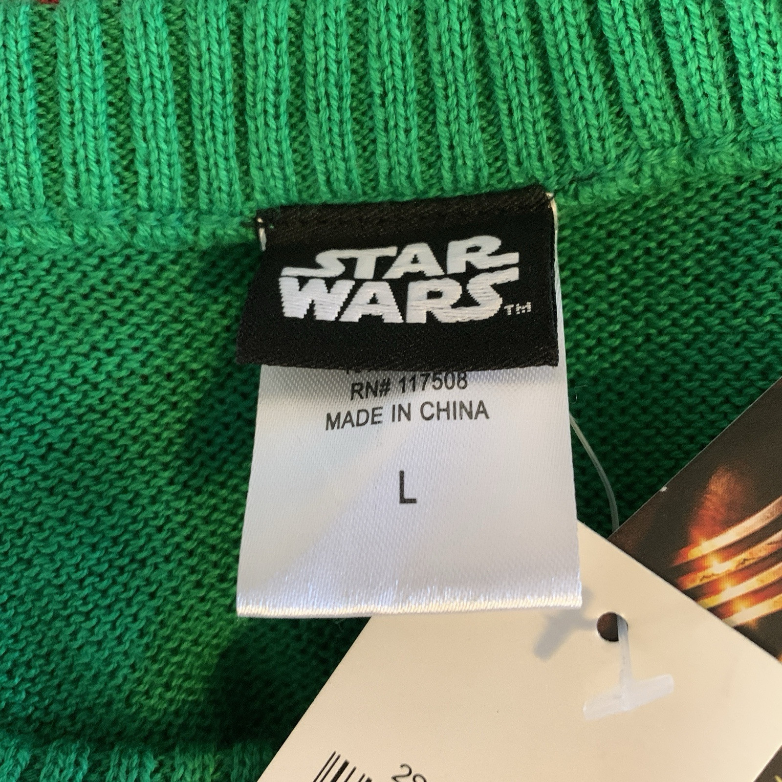 Star Wars Ugly Christmas Sweater Mens Large Crew Neck Green Red New