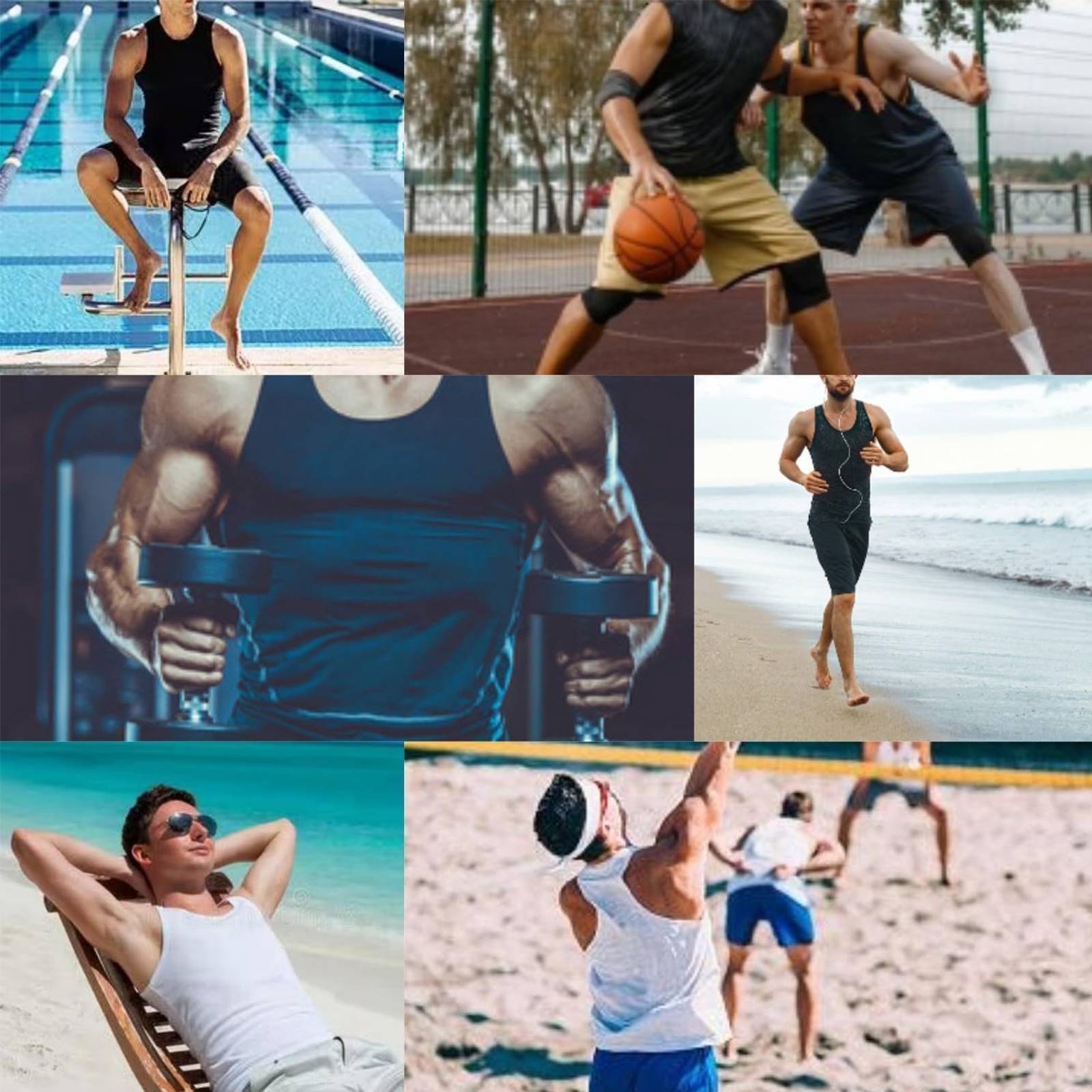 3PCS Mens Compression Sport Vest Tight Tank Base Layer Sleeveless Top Singlet