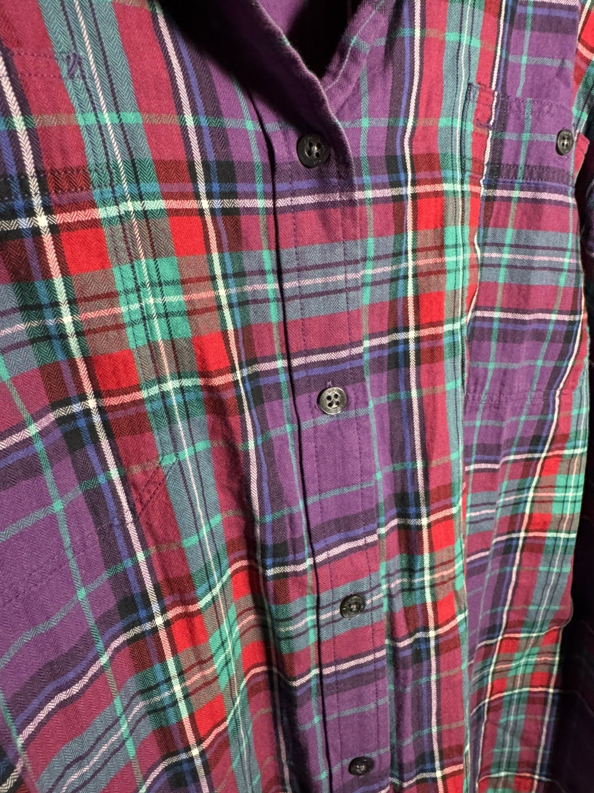LRL Ralph Lauren Jeans Women 3X Plaid Multicolor Button Up Shirt Pocket Cotton