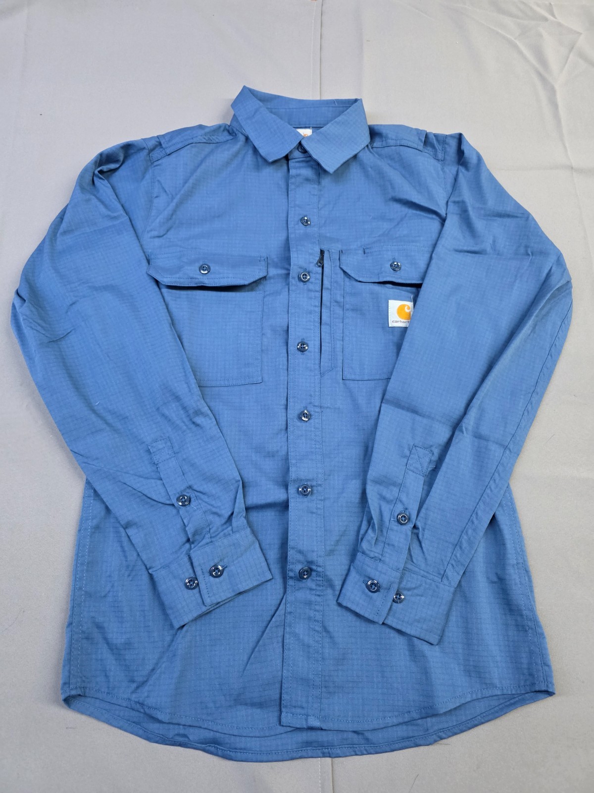 Carhartt Mens Long-Sleeve Button-Down Work Shirt, Blue
