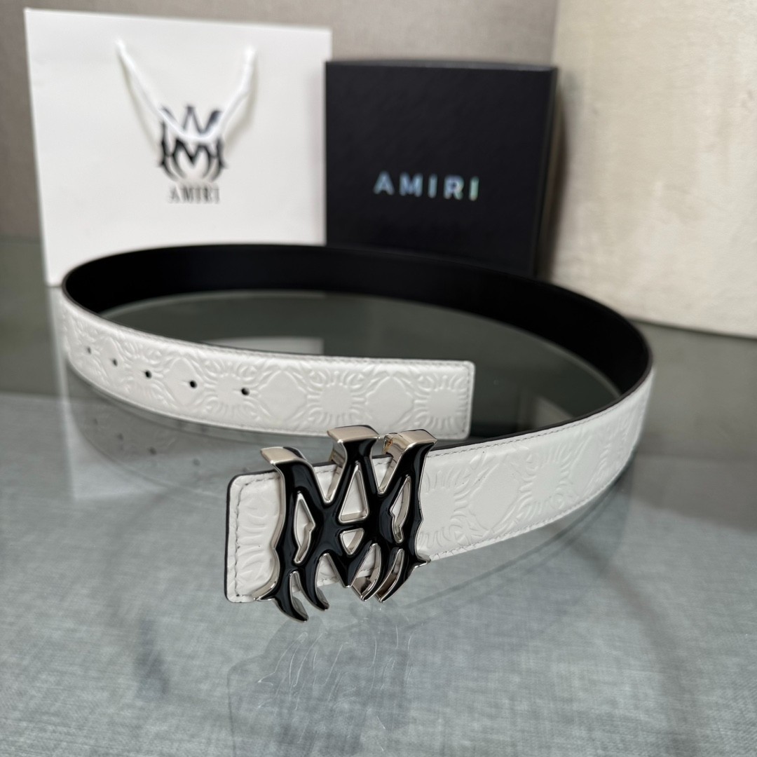 Amiri double-sided cowhide leather belt, 3.8cm wide