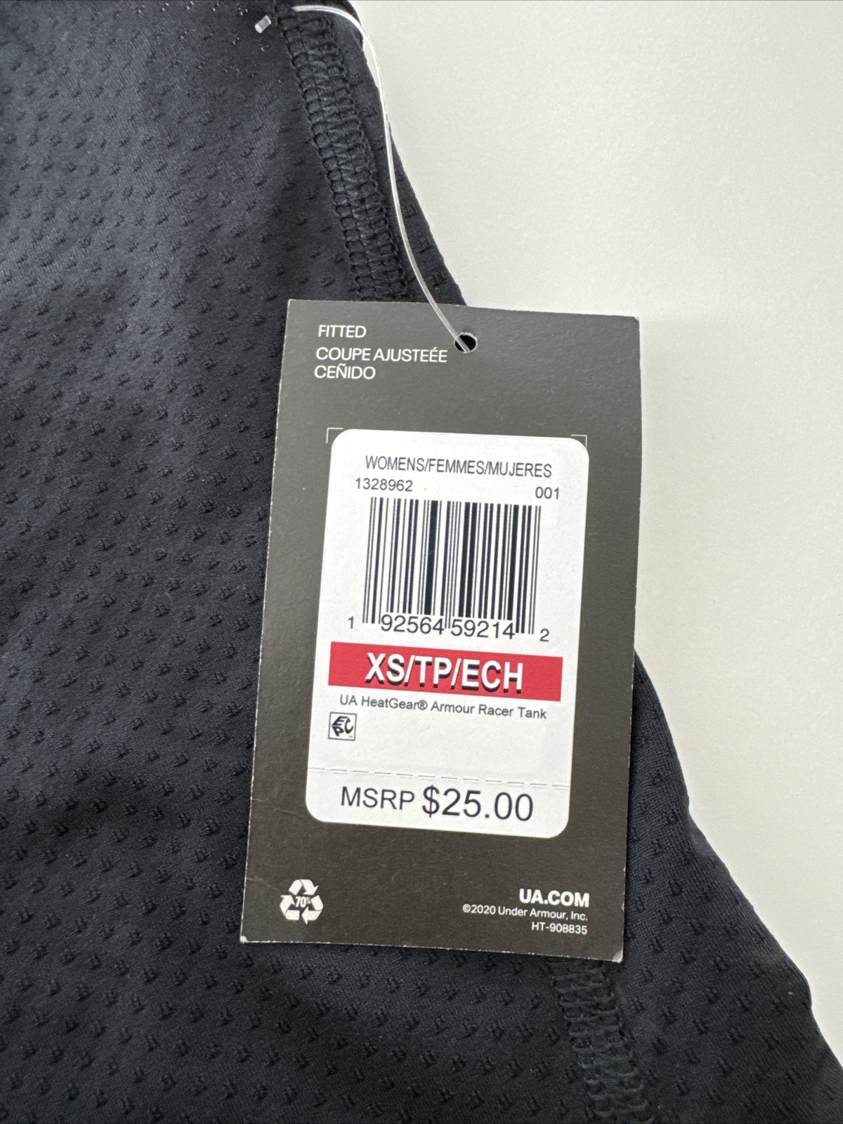 Women’s Under Armour HeatGear Racer Tank Top Size X-Small Black NEW