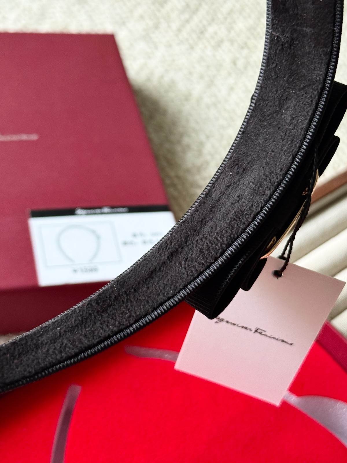 Salvatore Ferragamo Vara Bow Headband Black Grosgrain Gold Hardware Authentic