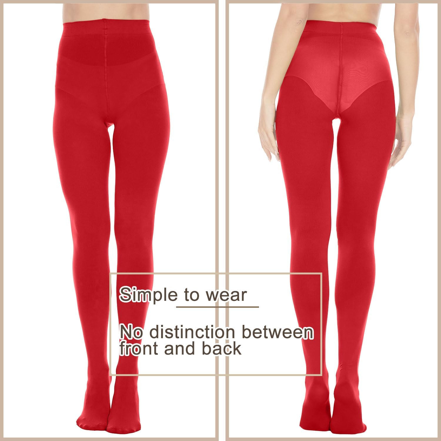Opaque Black Tights for Women, 80D Solid Color Soft Tights, Control Top Microfib