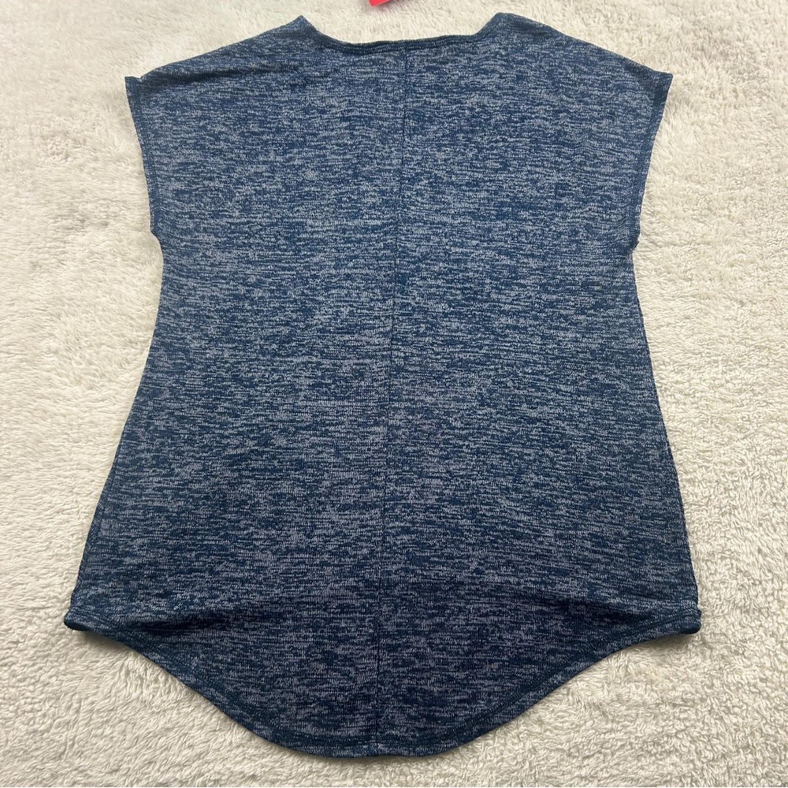 NWT Rachel Roy Women’s Navy Heathered Twist Front Blouse Cap Sleeve Top Medium