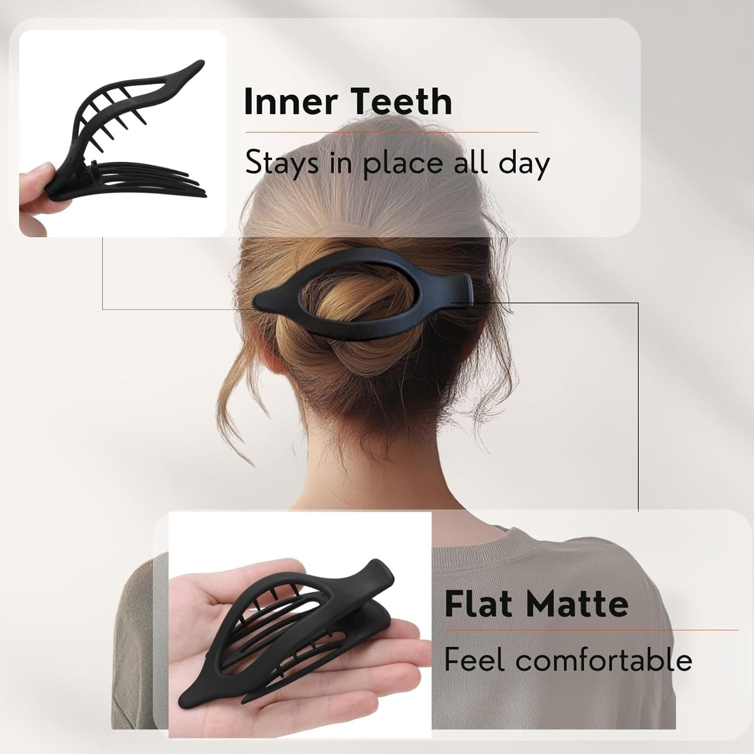 8 Pack Flat Hair Clips for Women,Matte No Crease Flat Claw Clips, Large Strong H