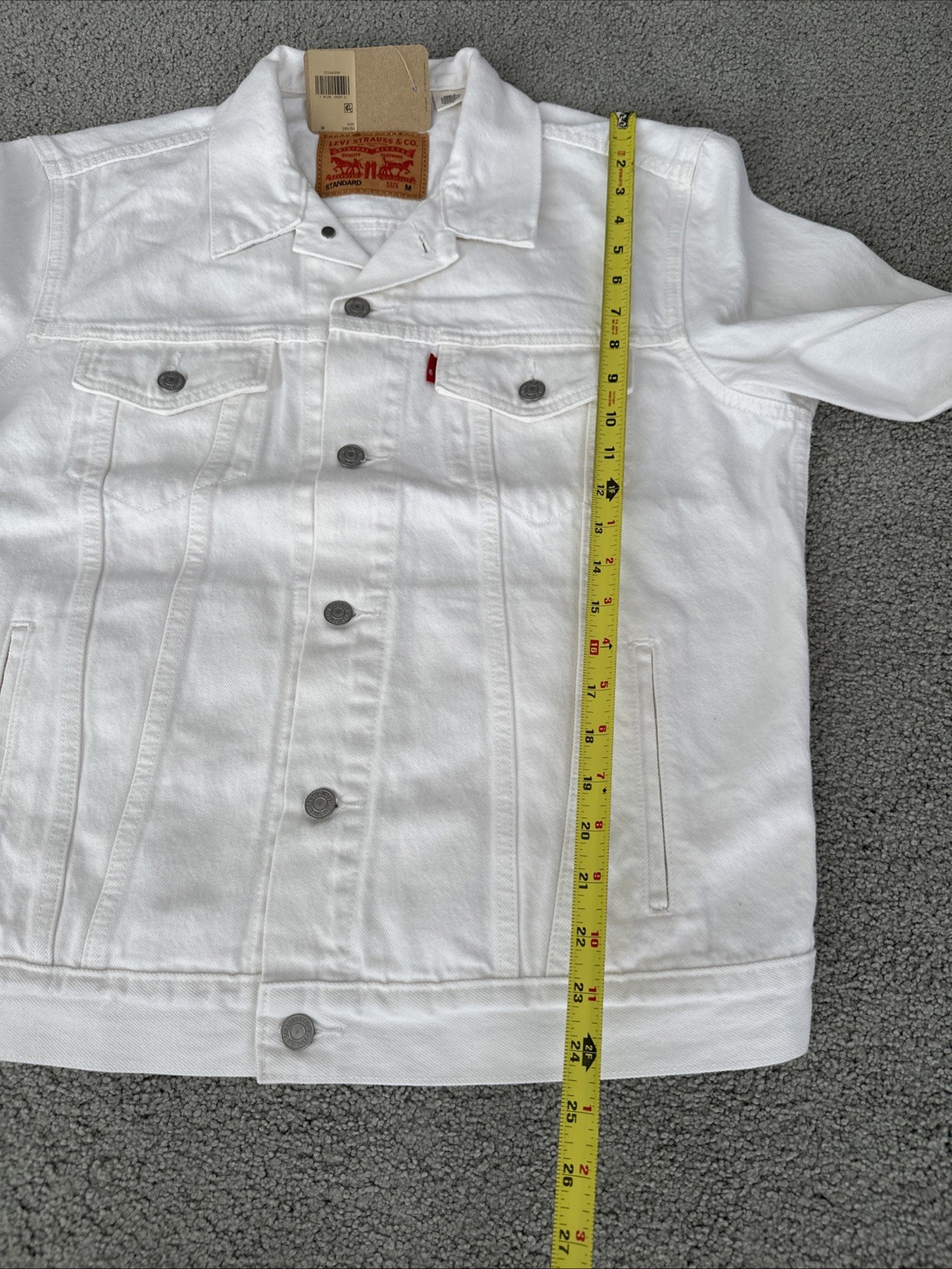 LEVI’S Men’s Medium Ivory White Denim Trucker Jacket Inner Pockets