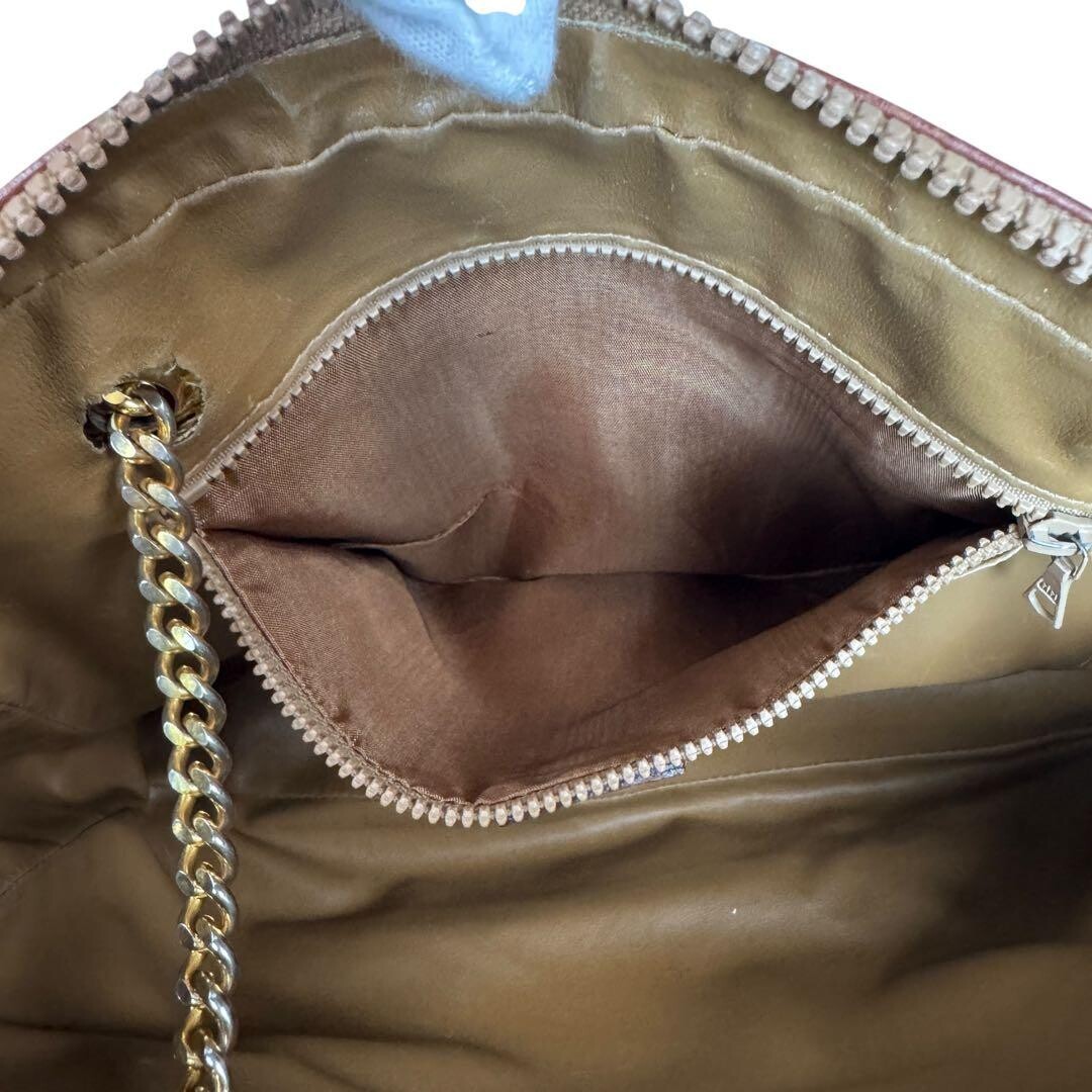 CELINE Shoulder bag Macadam PVC Leather Brown Vintage Authentic From Japan